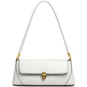 Vintage Small White Shoulder Bag for Women Zipper Closure and Classic Design